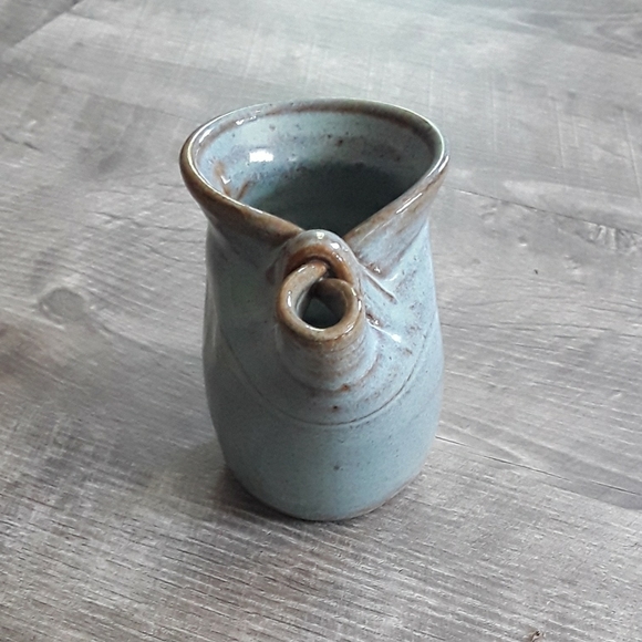 Aqua hand thrown pottery creamer - Picture 3 of 5